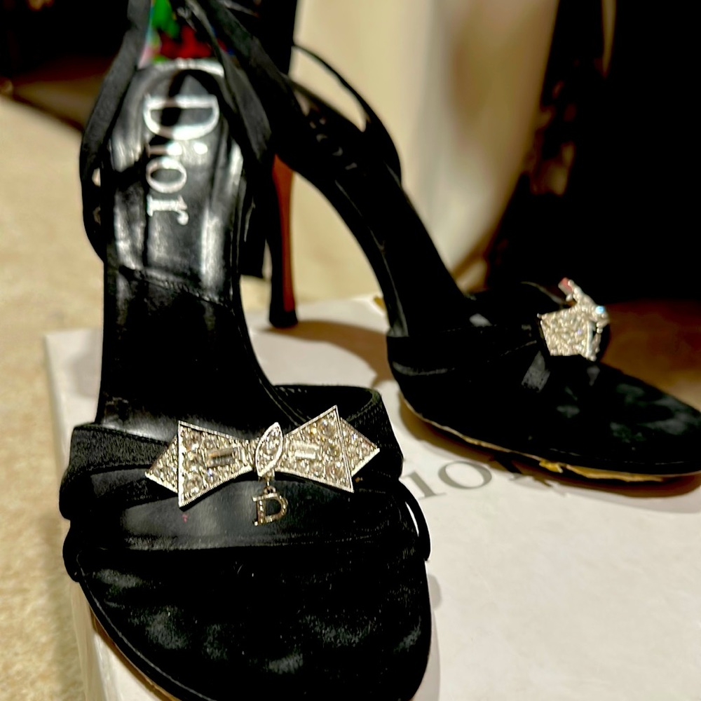 Like new Dior black heel sling back